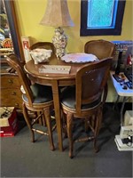 Pub Table with 4 Studded Swivel Stools