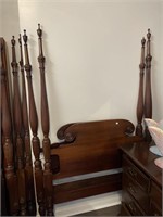Pair carved solid mahogany poster beds