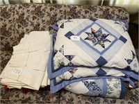 Assorted Throws, Quilted Comforter, Pillows, etc.