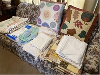 Large Lot of Bedding & Hand Stitched Quilt