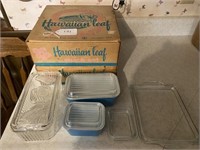 Refrigerator Dishes & 2 Fed. Hawaiian Leaf Snack