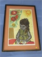 FRAMED LIMITED EDITION WOODCUT BY IRVING AMEN: