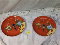 hand painted Oriental bird plates