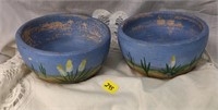 hand painted pottery flower bowls