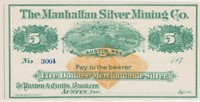 Manhattan Silver Mining Co Mint $5 Obsolete Note