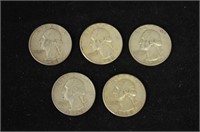 Lot of 5 1964 Silver Quarters
