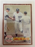 1962 Topps Baseball Card - Yanks Wins Opener