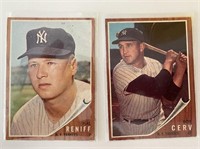 1962 Topps Baseball Cards - Bob Cerv, Hal Reniff