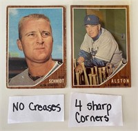 1962 Topps Baseball Cards - Walt Alston, Bob Schmi