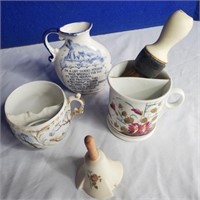 Assorted china- including shaving brush and mug