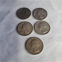 5- 1935 silver quarters