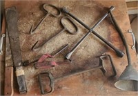 Tire iron, hay hooks,misc