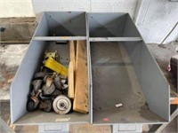 Pair Of Metal/Industrial Bins With Casters/Misc.