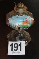 Painted Glass Oil Lamp
