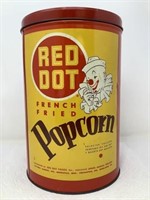 Red Dot Tin Popcorn Can