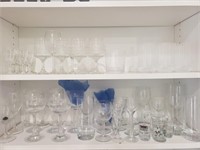 Wine Glasses and Crystal on these two shelves