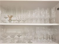 Crystal and Glassware on these two shelves