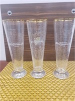 3 Pilsner UIrquell Cracked Looking Beer Glasses