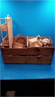 Wooden crate wicker baskets and more