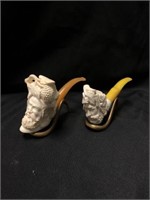 (2) Carved Figural Form Pipes