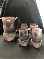 Contemporary Art Glass Water Pitcher Set