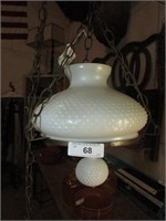 Hanging Hobnail Milk Glass Lamp