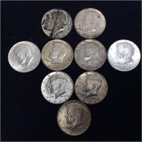 (9) 1959-1964 SILVER KENNEDY 1/2 DOLLARS