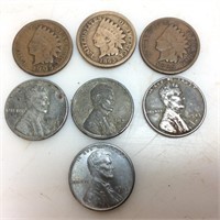 (7) INDIAN HEAD AND WARTIME PENNIES
