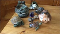 Ceramic bird frogs turtles
