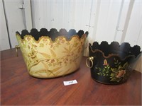 Two Painted Metal Buckets