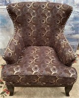 11 - UPHOLSTERED QUEEN ANNE STYLE CHAIR