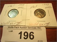 Two 1943 Uncirculated Steel Pennies