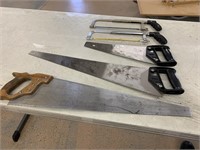 2 STANLEY SAWS - THREE OTHER SAWS