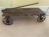 19th C. Primitive Pull Wagon w/ Metal Brakes