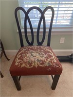 Vintage Ribbon Back Needlepoint Side Chair