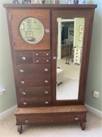 19th C. Oak Empire Chifferobe Dresser