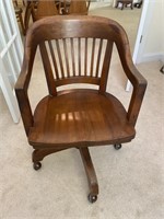 C. 1900 Oak Swivel Office Chair w/ Arms