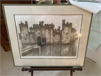 C.1977, Valerie Thornton, "Bodiam Castle" Aquatint