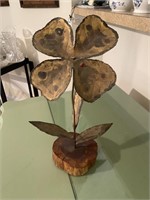 20th C. Brass Flower Sculpture Signed Reginald