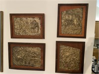 Collection of Vintage Hammered Copper Scenes