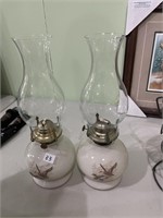 2 OIL LAMPS WITH DUCK MOTIFE