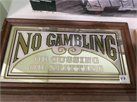 VINTAGE NO GAMBLING SIGN