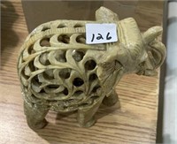 CARVED ELEPHANT WITH SMALLER ONE INSIDE