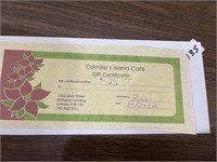 $25 CAMILLE'S ISLAND CAFE GIFT CARD