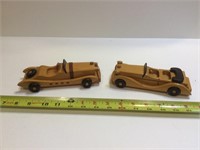 2 toy wooden cars
