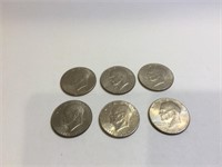 Six bicentennial Ike dollars
