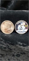 2 Kennedy Half Dollars.   Apollo 11