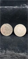 Liberty Nickels.  1906 and 1910