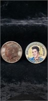 Kennedy Half Dollars.  Elvis Presley