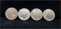 4 Liberty Head Nickels.  2- 1907 and 2- 1912